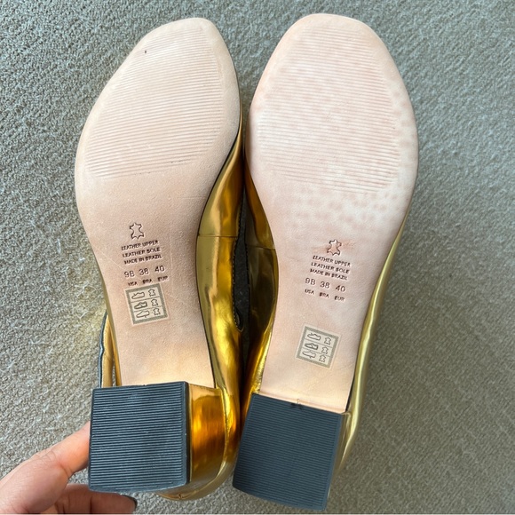 Kat Maconie Gold Mirror "Maggie" Mary Jane Heels Size 9 - Picture 9 of 11